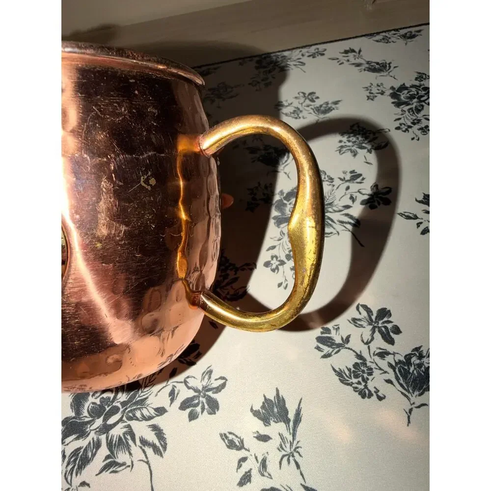 Godinger Monogram D Hammered Copper Moscow Mule Mug Brass Handle Barware